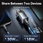Vention Cargador de Pared GaN 30W con 2 Puertos USB (USB-C y USB-A) FEW-EU